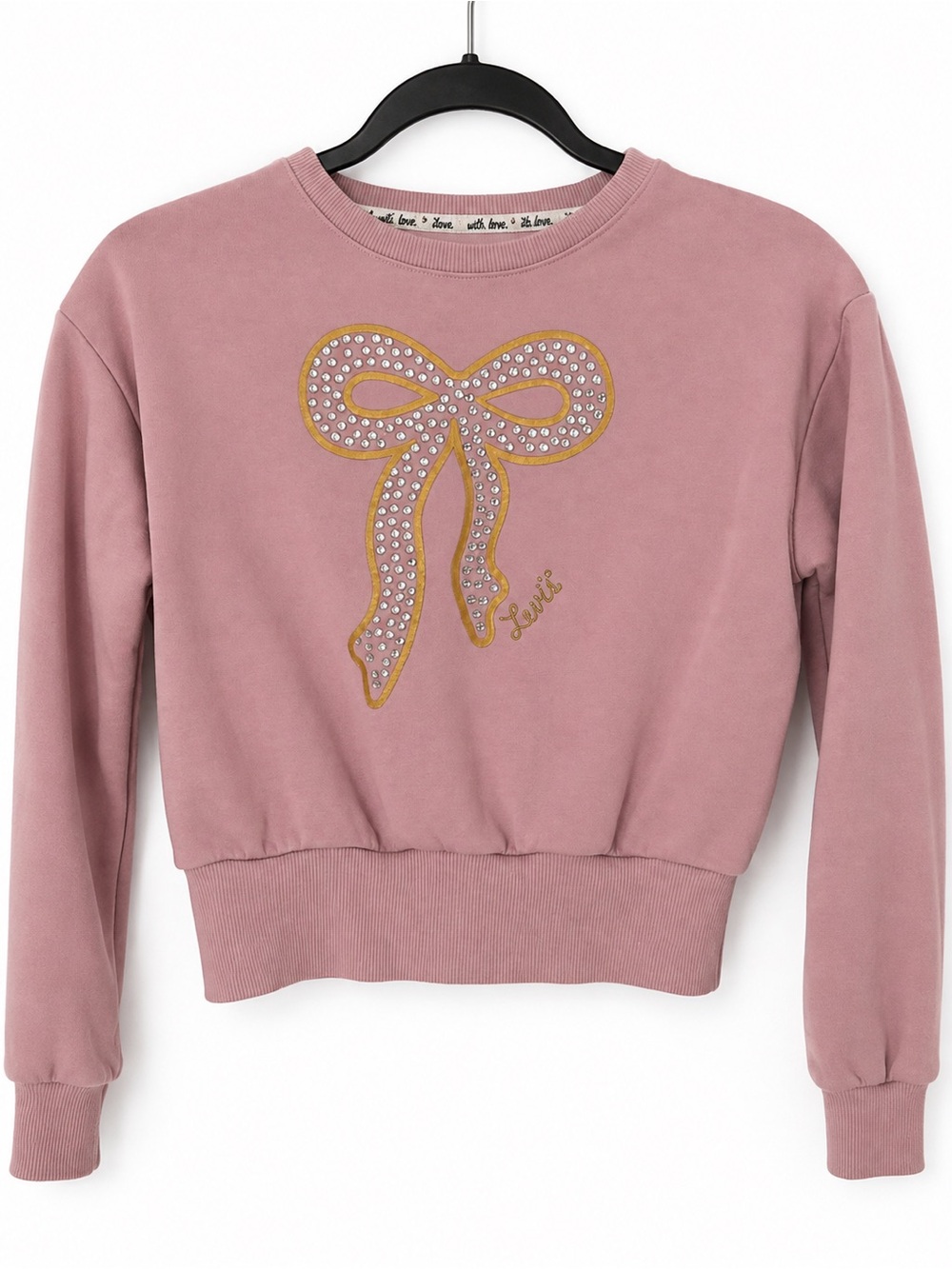 Levi’s‎ Girls Pink Rhinestone Bow Sweatshirt Y2K Coquette M 10-12